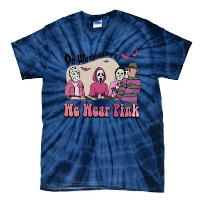 On Wednesday We Wear Pink Halloween Michael Ghostface Voorhees Tie-Dye T-Shirt