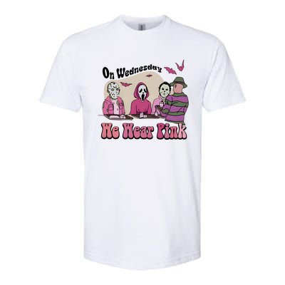 On Wednesday We Wear Pink Halloween Michael Ghostface Voorhees Softstyle CVC T-Shirt