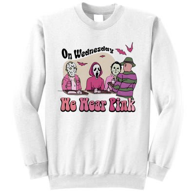 On Wednesday We Wear Pink Halloween Michael Ghostface Voorhees Sweatshirt