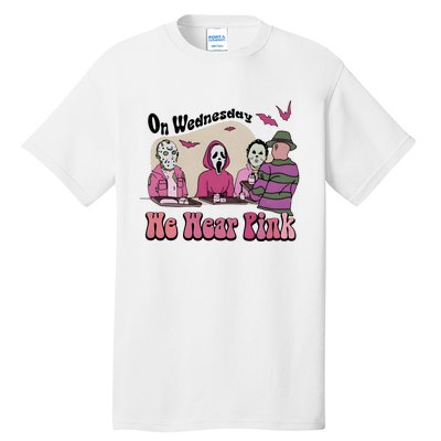 On Wednesday We Wear Pink Halloween Michael Ghostface Voorhees Tall T-Shirt