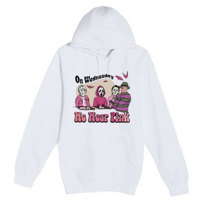 On Wednesday We Wear Pink Halloween Michael Ghostface Voorhees Premium Pullover Hoodie