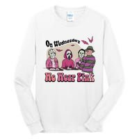 On Wednesday We Wear Pink Halloween Michael Ghostface Voorhees Tall Long Sleeve T-Shirt