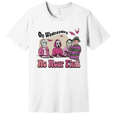 On Wednesday We Wear Pink Halloween Michael Ghostface Voorhees Premium T-Shirt