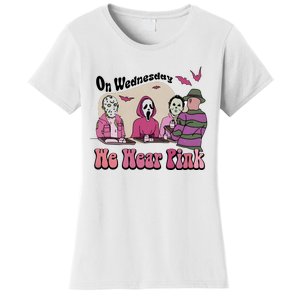 On Wednesday We Wear Pink Halloween Michael Ghostface Voorhees Women's T-Shirt