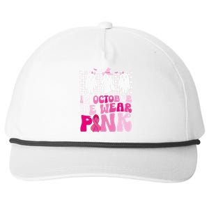 October We Wear Pink Funny Ghost Halloween Breast Cancer Snapback Five-Panel Rope Hat