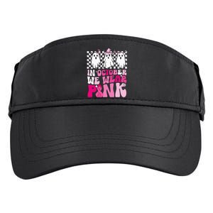 October We Wear Pink Funny Ghost Halloween Breast Cancer Adult Drive Performance Visor