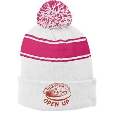 Olivia Wilde Wearing Don’t Be A Clam Open Up Stripe Pom Pom Beanie