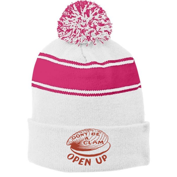 Olivia Wilde Wearing Don’t Be A Clam Open Up Stripe Pom Pom Beanie