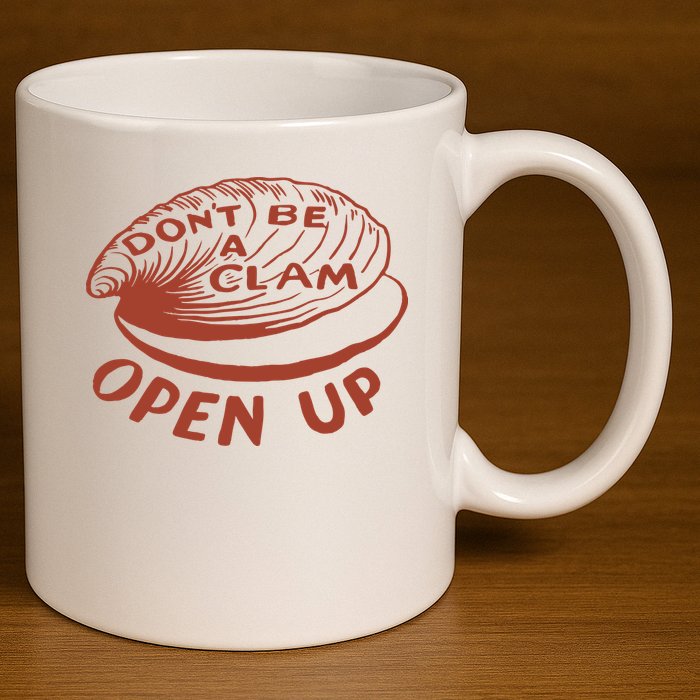Olivia Wilde Wearing Don’t Be A Clam Open Up 11oz C Handle Ceramic Mug