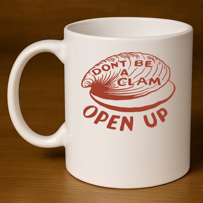 Olivia Wilde Wearing Don’t Be A Clam Open Up 11oz C Handle Ceramic Mug