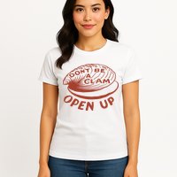Olivia Wilde Wearing Don’t Be A Clam Open Up Womens T-Shirt