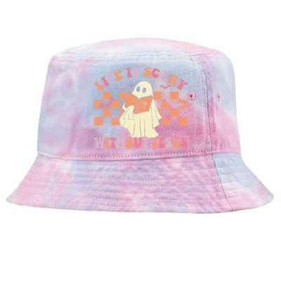 October We Wear Pin.K Breast Cancer Awareness Halloween Ghost Tie-Dyed Bucket Hat