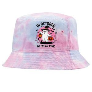 October We Wear Pin.K Breast Cancer Awareness Halloween Ghost Tie-Dyed Bucket Hat