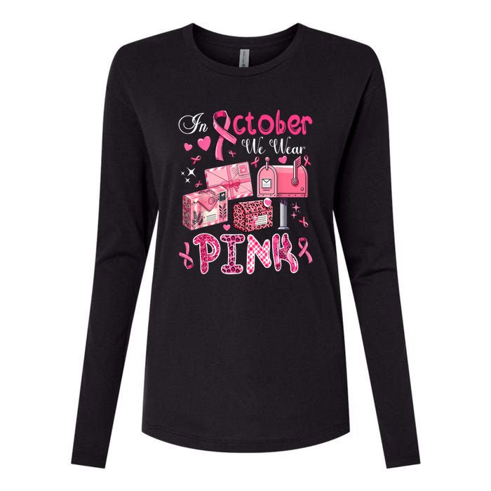 October We Wear Pin.K Awareness Postal Worker Breast Cancer Gift Womens Cotton Relaxed Long Sleeve T-Shirt