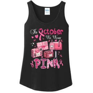 October We Wear Pin.K Awareness Postal Worker Breast Cancer Gift Ladies Essential Tank