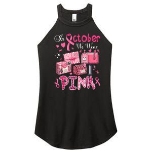 October We Wear Pin.K Awareness Postal Worker Breast Cancer Gift Women's Perfect Tri Rocker Tank