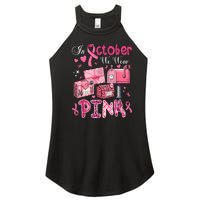 October We Wear Pin.K Awareness Postal Worker Breast Cancer Gift Women's Perfect Tri Rocker Tank