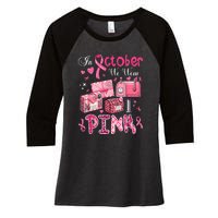 October We Wear Pin.K Awareness Postal Worker Breast Cancer Gift Women's Tri-Blend 3/4-Sleeve Raglan Shirt