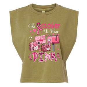 October We Wear Pin.K Awareness Postal Worker Breast Cancer Gift Garment-Dyed Women's Muscle Tee