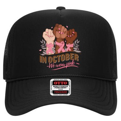 October We Wear P.Ink Halloween Breast Cancer Awareness High Crown Mesh Back Trucker Hat