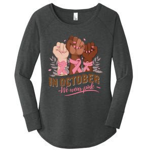 October We Wear P.Ink Halloween Breast Cancer Awareness Women's Perfect Tri Tunic Long Sleeve Shirt