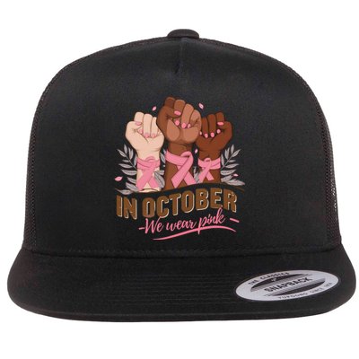 October We Wear P.Ink Halloween Breast Cancer Awareness Flat Bill Trucker Hat