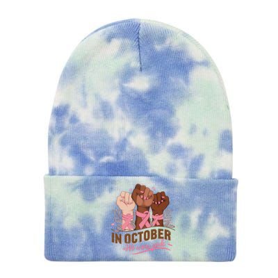 October We Wear P.Ink Halloween Breast Cancer Awareness Tie Dye 12in Knit Beanie