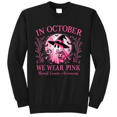 October We Wear P.I.N.K Breast Cancer Awareness Halloween Ghost Tall Sweatshirt