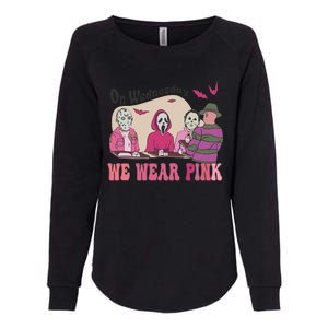 On Wednesday We Wear Pink Skeleton Halloween Breast Cancer Womens California Wash Sweatshirt