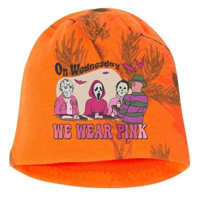 On Wednesday We Wear Pink Skeleton Halloween Breast Cancer Kati - Camo Knit Beanie