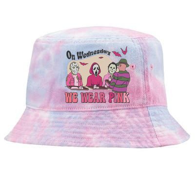 On Wednesday We Wear Pink Skeleton Halloween Breast Cancer Tie-Dyed Bucket Hat