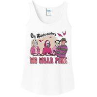 On Wednesday We Wear Pink Skeleton Halloween Breast Cancer Ladies Essential Tank