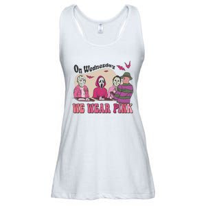 On Wednesday We Wear Pink Skeleton Halloween Breast Cancer Ladies Essential Flowy Tank