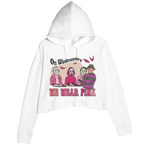 On Wednesday We Wear Pink Skeleton Halloween Breast Cancer Crop Fleece Hoodie