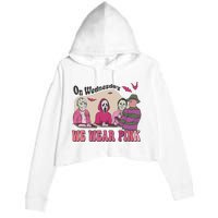 On Wednesday We Wear Pink Skeleton Halloween Breast Cancer Crop Fleece Hoodie