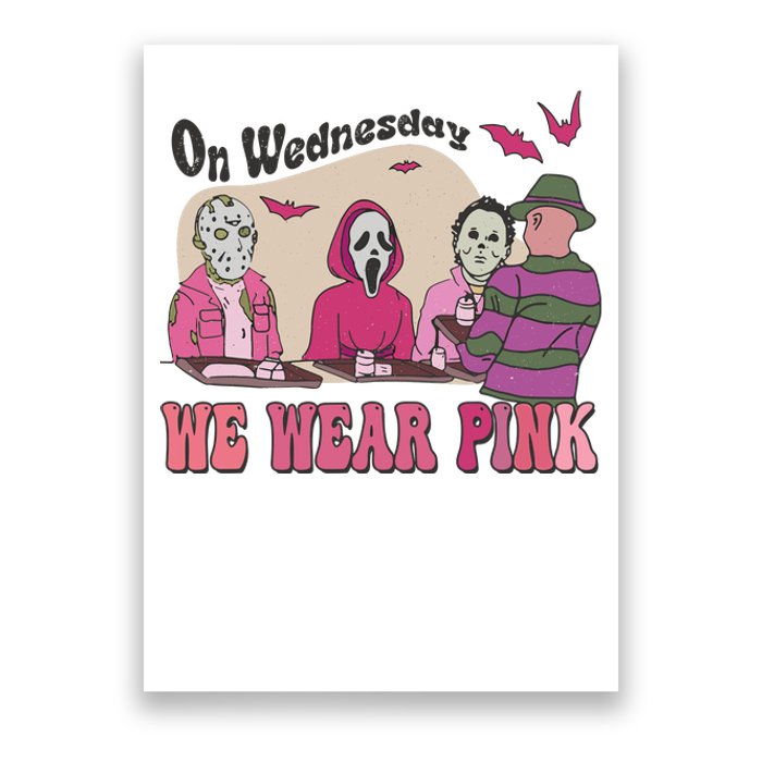 On Wednesday We Wear Pink Skeleton Halloween Breast Cancer Poster