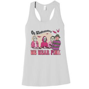 On Wednesday We Wear Pink Skeleton Halloween Breast Cancer Women's Racerback Tank