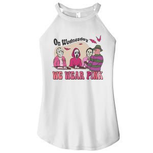 On Wednesday We Wear Pink Skeleton Halloween Breast Cancer Women's Perfect Tri Rocker Tank