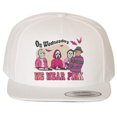 On Wednesday We Wear Pink Skeleton Halloween Breast Cancer Wool Snapback Cap