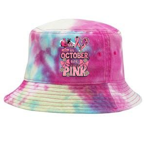 October We Wear Breast Cancer Awareness Postal Worker Tie-Dyed Bucket Hat