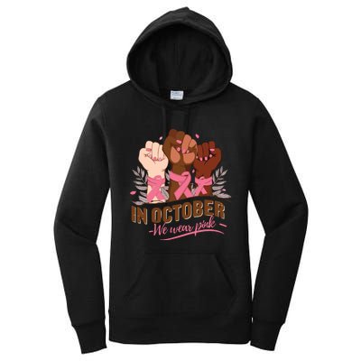 October We Wear Halloween Breast Cancer Awareness Women's Pullover Hoodie