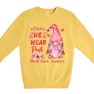 October We Wear Pink Gnome Breast Cancer Awareness Premium Crewneck Sweatshirt