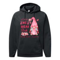 October We Wear Pink Gnome Breast Cancer Awareness Performance Fleece Hoodie