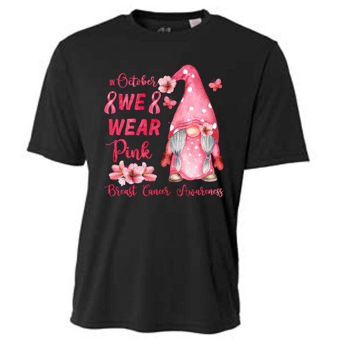 October We Wear Pink Gnome Breast Cancer Awareness Cooling Performance Crew T-Shirt