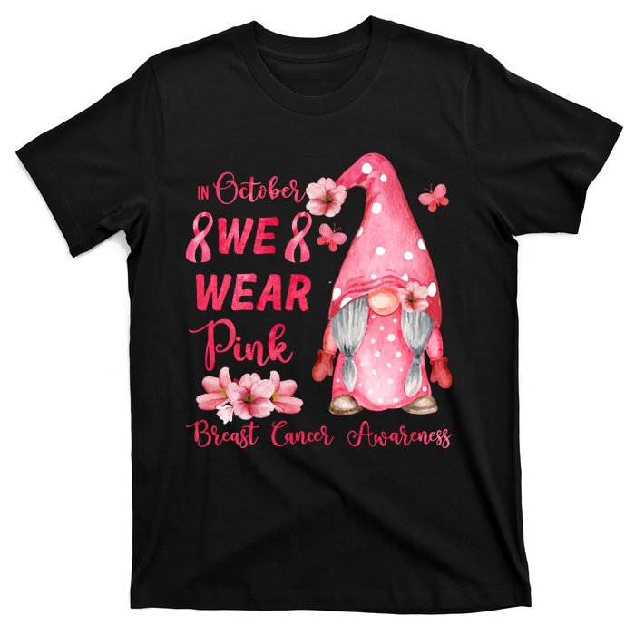 October We Wear Pink Gnome Breast Cancer Awareness T-Shirt