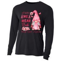 October We Wear Pink Gnome Breast Cancer Awareness Cooling Performance Long Sleeve Crew