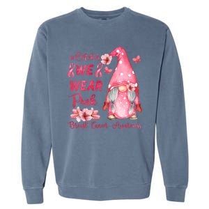 October We Wear Pink Gnome Breast Cancer Awareness Garment-Dyed Sweatshirt