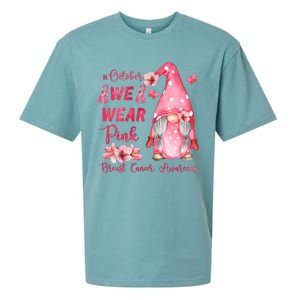 October We Wear Pink Gnome Breast Cancer Awareness Sueded Cloud Jersey T-Shirt