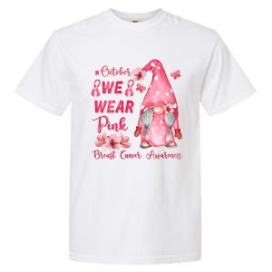 October We Wear Pink Gnome Breast Cancer Awareness Garment-Dyed Heavyweight T-Shirt