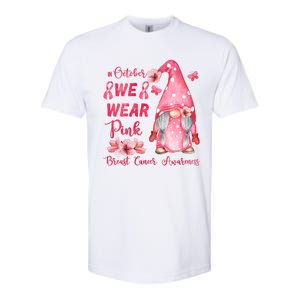 October We Wear Pink Gnome Breast Cancer Awareness Softstyle CVC T-Shirt